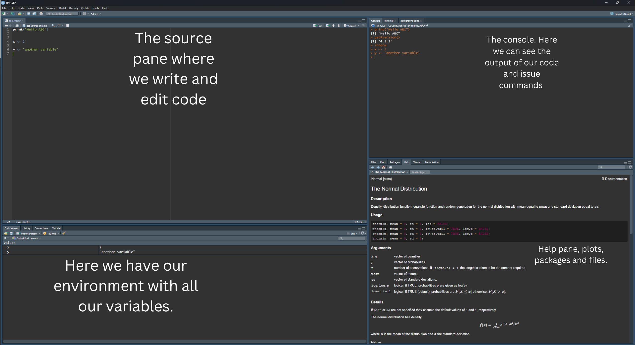 RStudio Layout